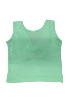 Kız Çocuk Bisiklet Yaka Askılı Sırtı Açık Bağlama Detaylı Fitilli Yeşil Bluz