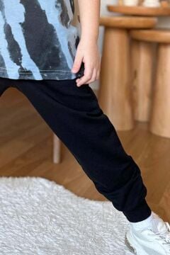 Erkek Çocuk More Than Yazı ve Eskitme Yazı Baskı Detaylı T-Shirt Mavi Eşofman Takım