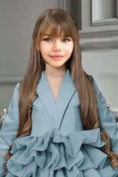 Kız Çocuk V Yaka Kesim Kolları Kurdele Detaylı Kat Kat Kumaş Kabarık Savoy Mavisi Abiye