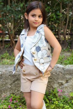 Kız Çocuk Üstü Pulpayet İşlemeli Katkat Somon Abiye