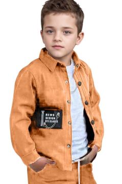 Erkek Çocuk Cıtcıt Düğme Detaylı Gömlek Yaka Ceket Penye Tişört Taba Eşofman Takım