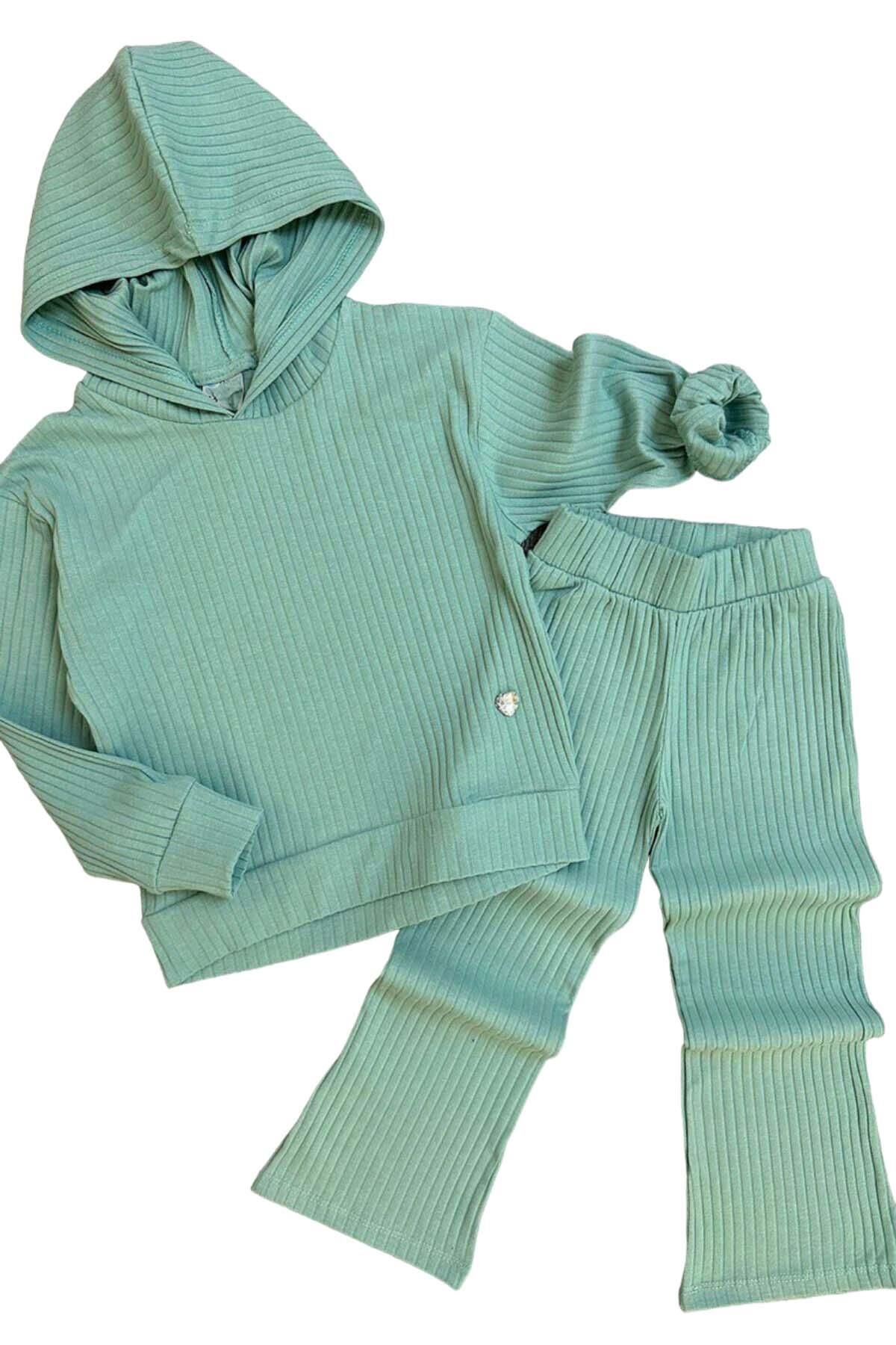 Kız Çocuk Kapüşonlu Sweatshirt Beli Lastikli Fitilli Caen Alt Üst Takım