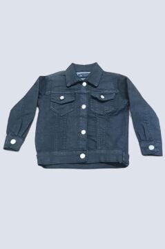 Erkek Çocuk Kaplan Detaylı T-shirt Sırt Baskılı Siyah Jean Ceket Kargo Cepli Alt Üst Takım