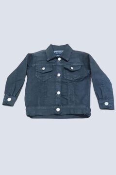 Erkek Çocuk Kaplan Detaylı T-shirt Sırt Baskılı Siyah Jean Ceket Kargo Cepli Alt Üst Takım