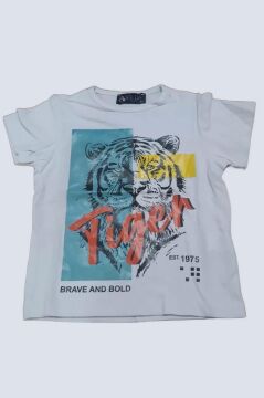 Erkek Çocuk Kaplan Detaylı T-shirt Sırt Baskılı Siyah Jean Ceket Kargo Cepli Alt Üst Takım