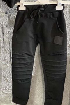 Erkek Çocuk Şapka Ve Non Stop Baskılı Kazak Cımalı Siyah Eşofman Takım