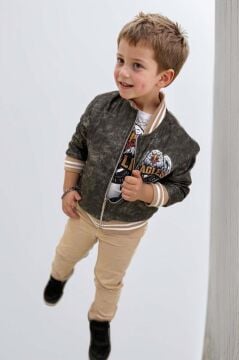 Erkek Çocuk Eagles Yazı ve Dijital Baskılı Bej Alt Üst Takım