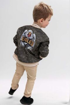 Erkek Çocuk Eagles Yazı ve Dijital Baskılı Bej Alt Üst Takım