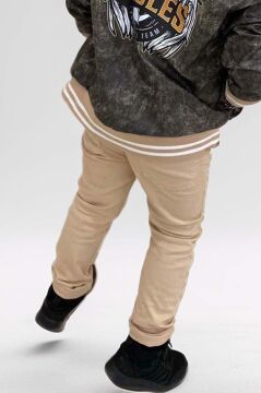 Erkek Çocuk Eagles Yazı ve Dijital Baskılı Bej Alt Üst Takım