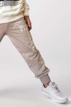 Erkek Çocuk Göğsünde Parasaurolophus Digital ve Yazı Baskılı Bej Eşofman Takım