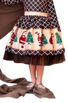 Kız Çocuk Ekose Detaylı Noel Baba Baskılı Bebe Yaka Noel Siyah Elbise