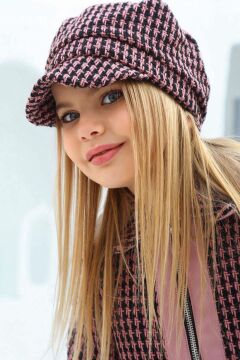 Kız Çocuk Şanel Kumaş Ceket ve Deri Pantolon Pembe Alt Üst Takım