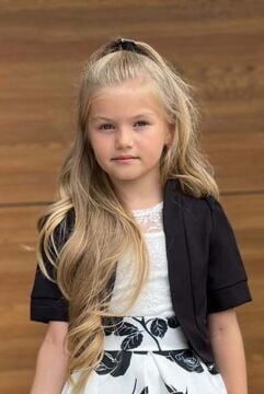 Kız Çocuk Şeffaf Dantelli Bluz ve Askılı Atlet Siyah Blazer Ceket Gül Baskılı Etekli Takım