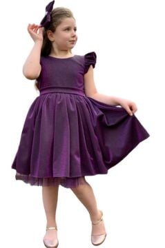 Kız Çocuk Parıldayan Mor Elbise