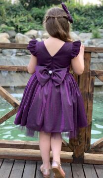 Kız Çocuk Parıldayan Mor Elbise