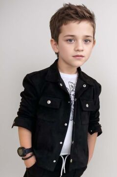 Erkek Çocuk Çıtçıtlı Süet Ceket ve Cımalı Siyah Eşofman Takım