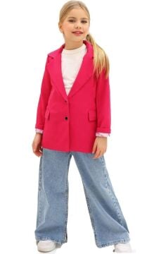 Kız Çocuk Bol Kesim Pantolon ve Blazer Ceket Pembe Alt Üst Takım