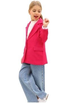 Kız Çocuk Bol Kesim Pantolon ve Blazer Ceket Pembe Alt Üst Takım
