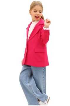 Kız Çocuk Bol Kesim Pantolon ve Blazer Ceket Pembe Alt Üst Takım