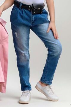 Kız Çocuk Kalp ve Little Baskılı Tişört ve Jean Pudra Blazer Ceket Alt Üst Takım