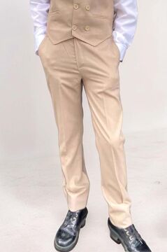 Erkek Çocuk Cepken Yelekli Camel Takım Elbise 5-9 Yaş