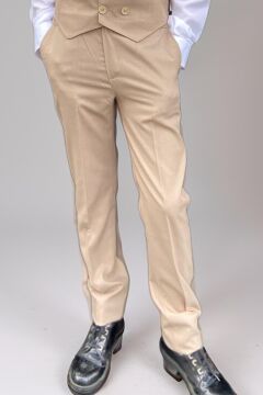 Erkek Çocuk Cepken Yelekli Camel Takım Elbise 5-9 Yaş