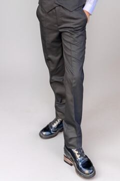 Erkek Çocuk Cepken Yelekli Şal Yaka Siyah Takım Elbise 5-9 Yaş