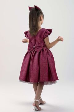 Kız Çocuk Parıldayan Magenta Mor Elbise