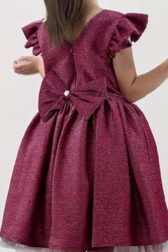 Kız Çocuk Parıldayan Magenta Mor Elbise