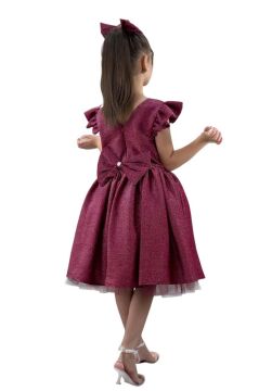 Kız Çocuk Parıldayan Magenta Mor Elbise