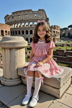 Kız Çocuk Göğsü ve Omuzları Fırfırlı Eteği Piliseli Dantel Şerit Detaylı Kolsuz Pembe Elbise