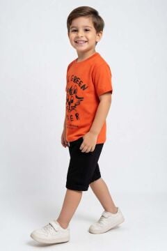 Erkek Çocuk Tiger Baskılı Kedi Detaylı Şortlu Takım