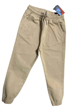 Erkek Çocuk Beli Lastikli İp Detaylı Gabardin Jogger Krem Kot Pantolon