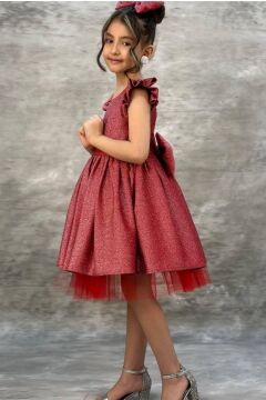Kız Çocuk Parıldayan Nar Çiçeği Elbise