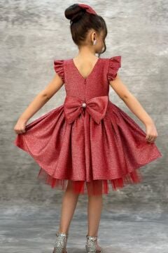 Kız Çocuk Parıldayan Nar Çiçeği Elbise