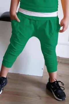 Erkek Çocuk Kapüşonlu Şerit Detaylı Kat Şerit Detaylı Sweatshirt Lastikli Yeşil Eşofman