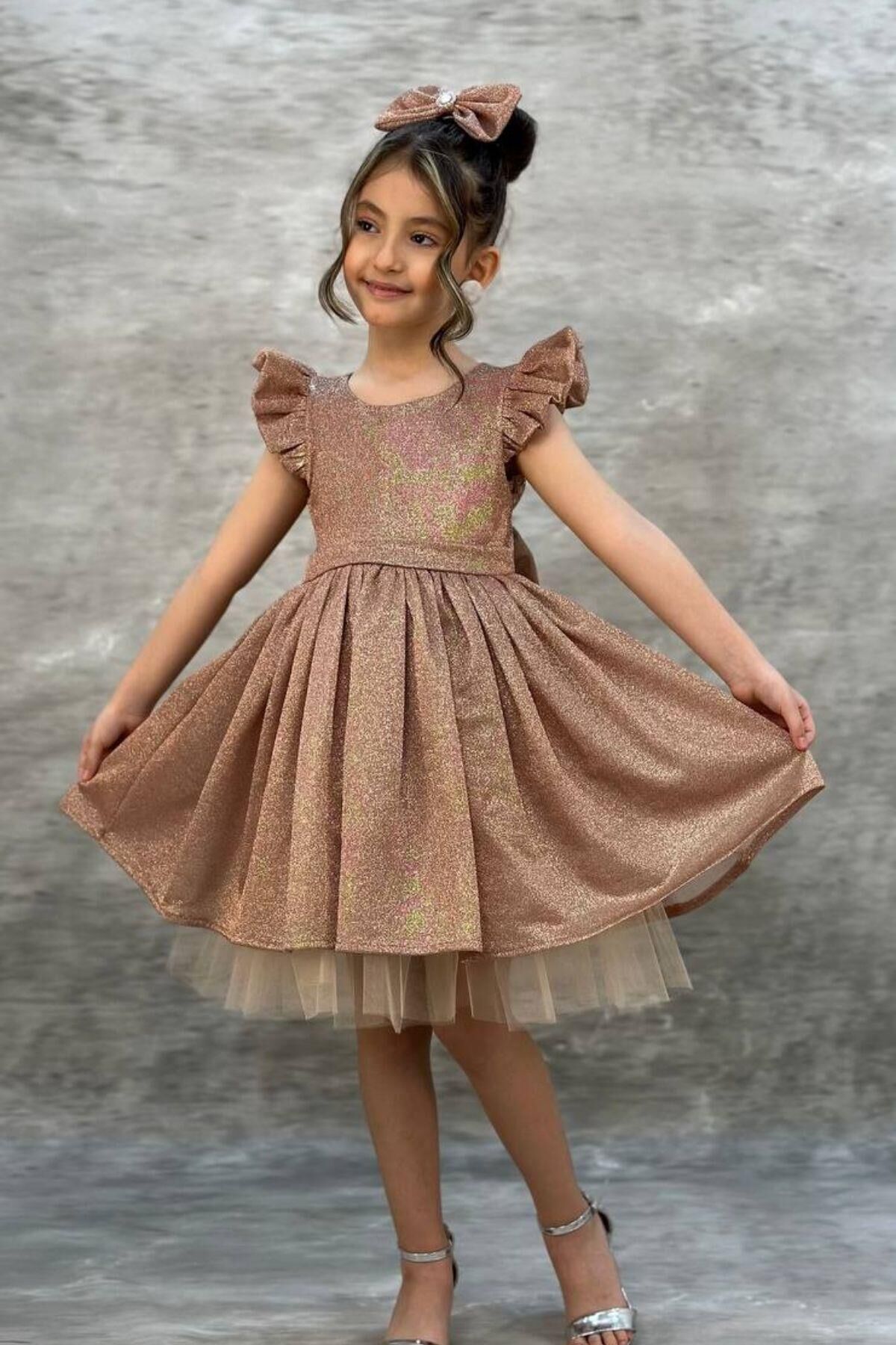 Kız Çocuk Parıldayan Bakır Elbise