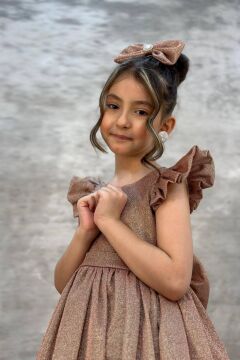 Kız Çocuk Parıldayan Bakır Elbise