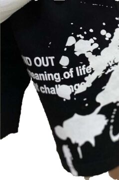 Erkek Çocuk Fırça Boya Desenli Cepli Siyah Şortlu Takım