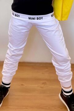 Erkek Çocuk Mini Boy Yazı ve Şerit Detaylı T-shirt Kolsuz Sarı Yelek Eşofman Takım