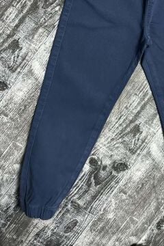 Erkek Çocuk Beli Lastikli İp Detaylı Gabardin Jogger Lacivert Kot Pantolon