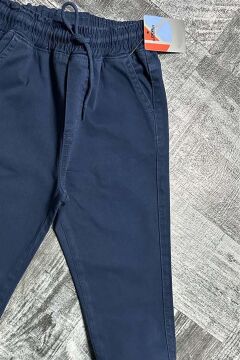 Erkek Çocuk Beli Lastikli İp Detaylı Gabardin Jogger Lacivert Kot Pantolon