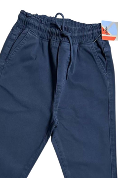 Erkek Çocuk Beli Lastikli İp Detaylı Gabardin Jogger Lacivert Kot Pantolon