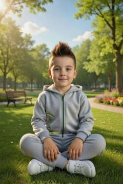 Erkek Bebek Avacado Yazı ve Arkasında Avakado İşlemeli Fermuarlı Gri Tulum