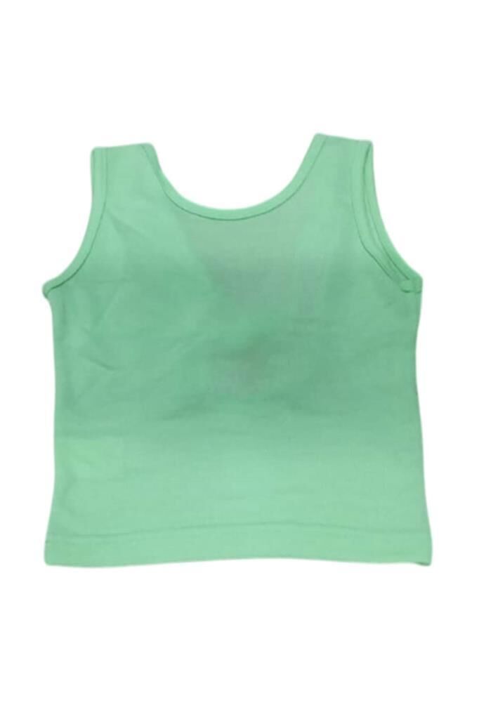 Kız Çocuk Bisiklet Yaka Askılı Sırtı Açık Bağlama Detaylı Fitilli Yeşil Bluz