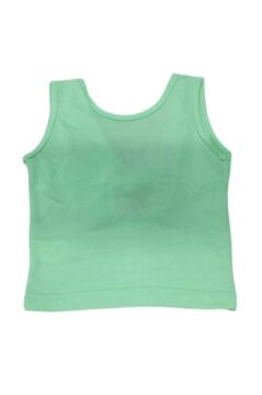 Kız Çocuk Bisiklet Yaka Askılı Sırtı Açık Bağlama Detaylı Fitilli Yeşil Bluz