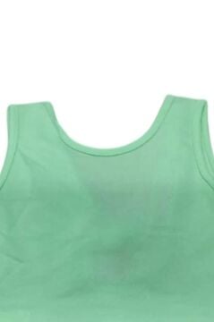 Kız Çocuk Bisiklet Yaka Askılı Sırtı Açık Bağlama Detaylı Fitilli Yeşil Bluz