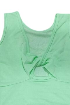 Kız Çocuk Bisiklet Yaka Askılı Sırtı Açık Bağlama Detaylı Fitilli Yeşil Bluz