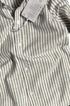 Erkek Çocuk Çizgili Keten Gömlek Siyah Jean Pantolon Alt Üst Takım