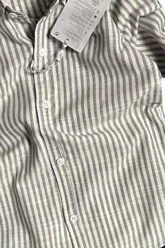 Erkek Çocuk Çizgili Keten Gömlek Siyah Jean Pantolon Alt Üst Takım